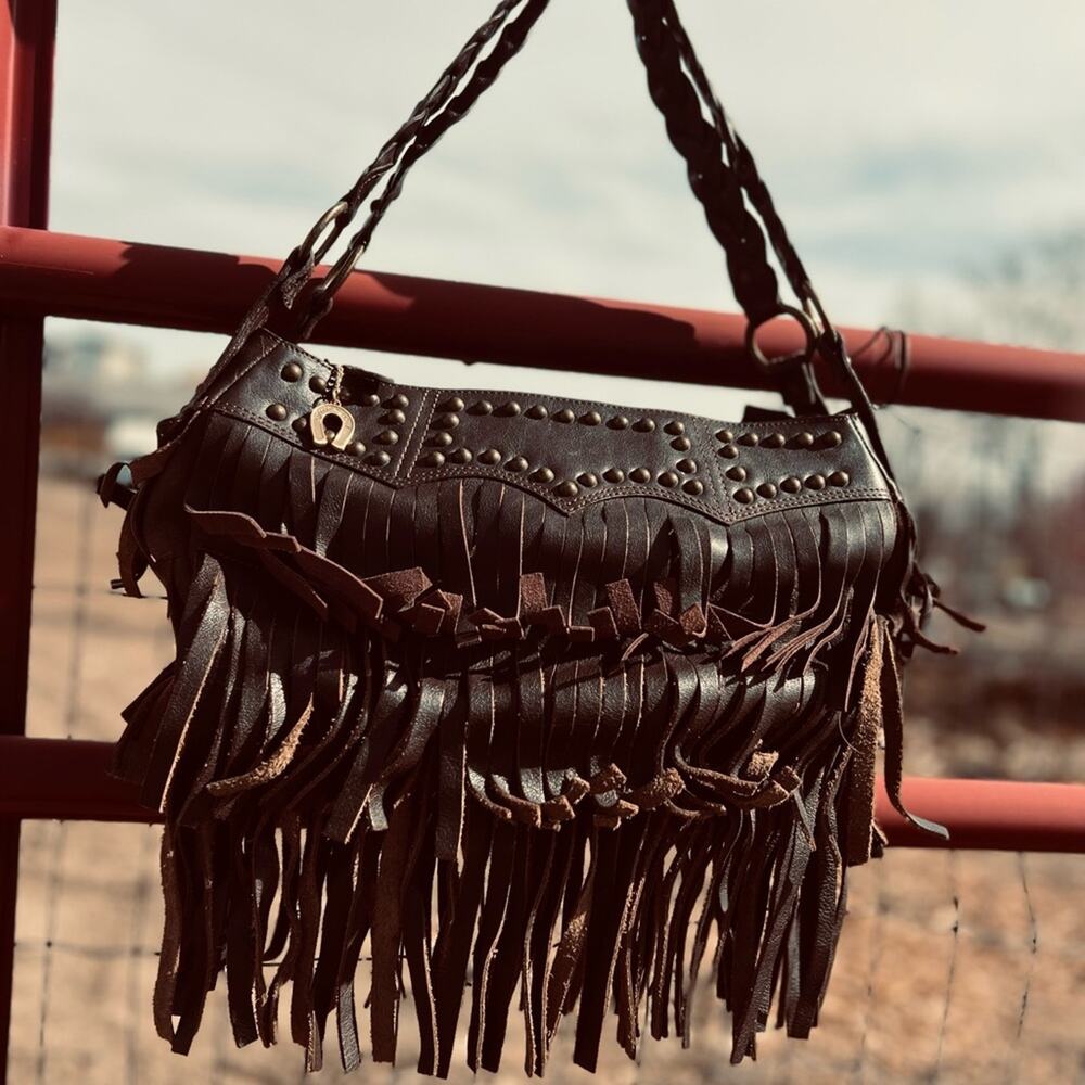Betsey Johnson Vintage Leather Hobo Bag with Fringe